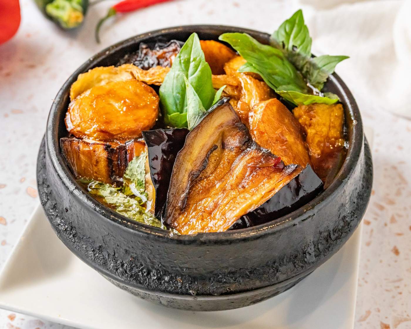 Chilli Eggplant Clay Pot
